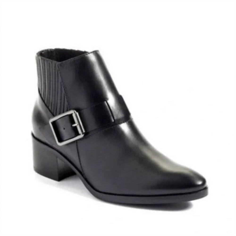 Aquatalia Foster Black Leather Weatherproof Ankle Booties